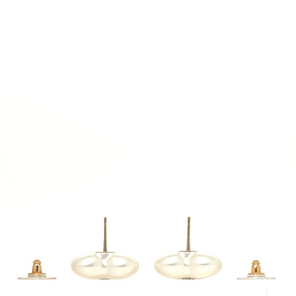 Chanel Pearl Crystal CC Heart Earrings Gold 3 of 4