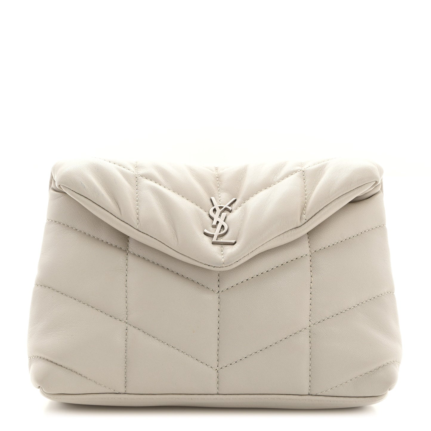 Lambskin Monogram Loulou Puffer Pouch Clutch Crema Soft
