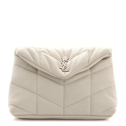 Saint Laurent Lambskin Monogram Loulou Puffer Pouch Clutch Crema Soft 1 of 9
