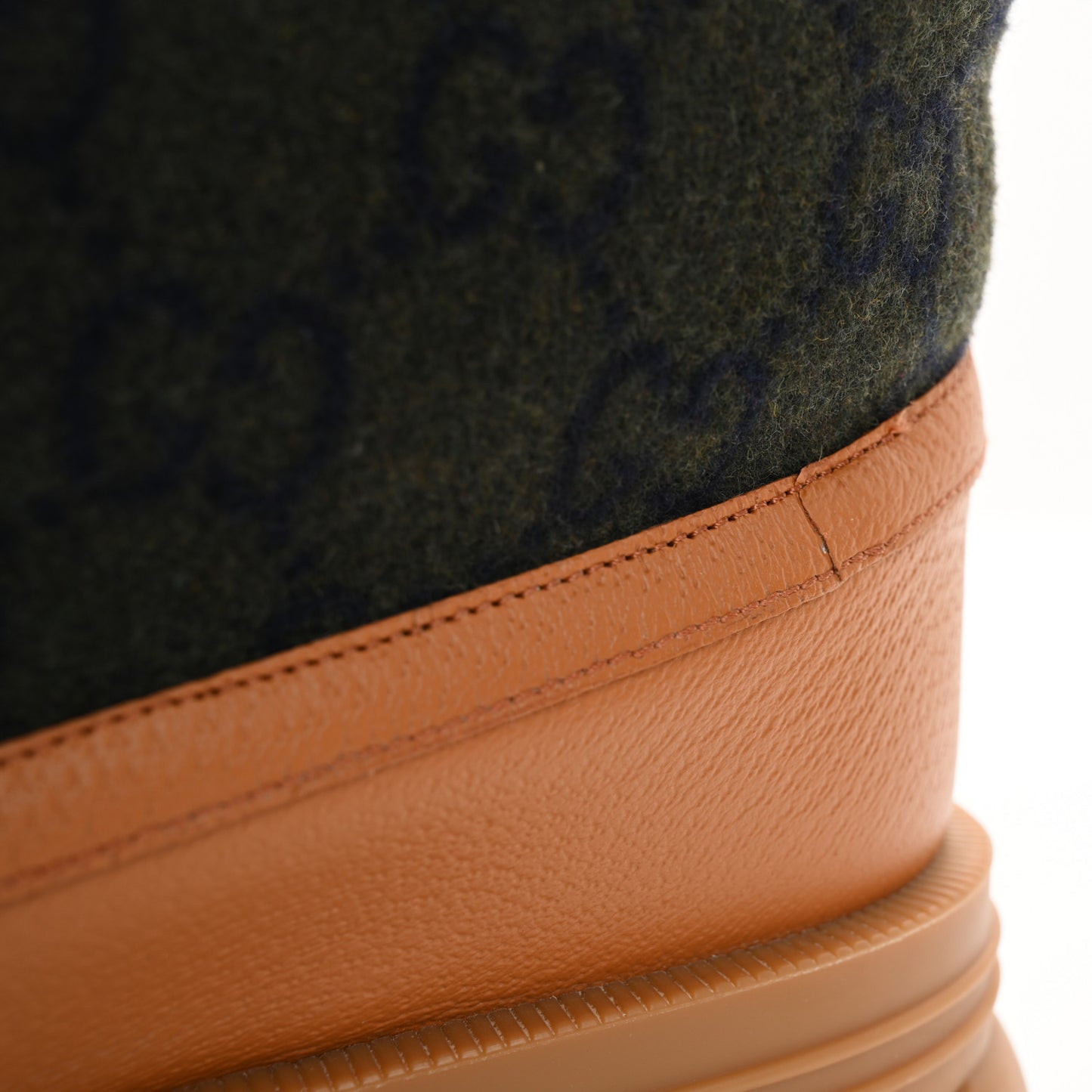 Covered Wool Textured Dollar Calfskin Monogram GG Mens Ankle Boot 11 Underwood Blue