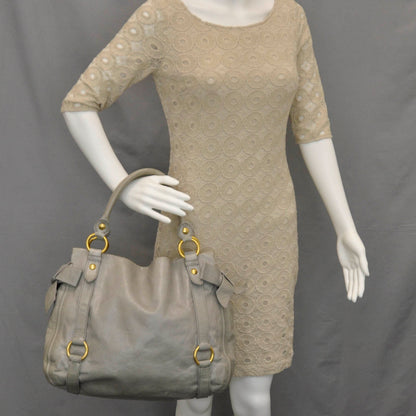 Miu Miu Leather Vitello Lux Bow Tote Gray 3 of 11