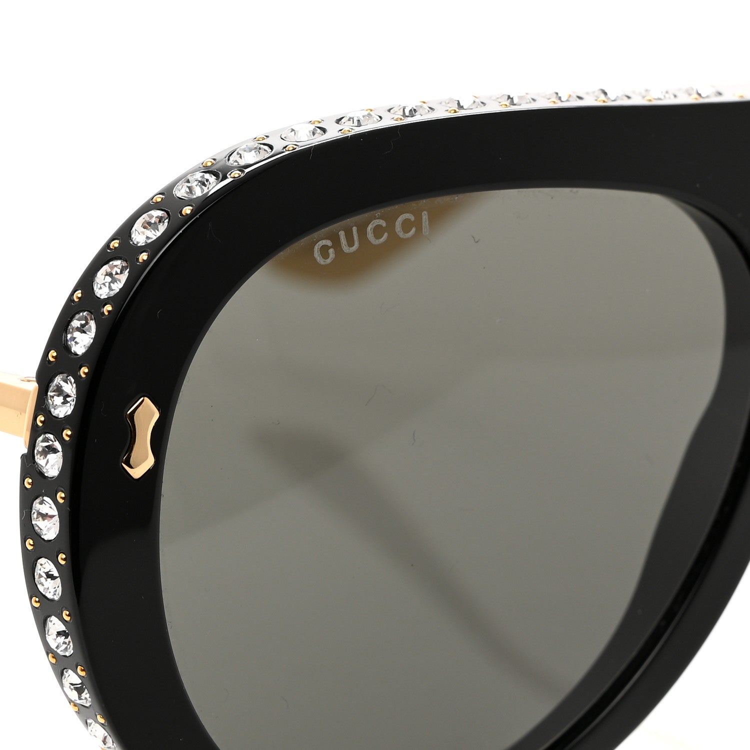 Gucci Acetate Crystal Foldable Aviator Sunglasses GG0307S Black 8 of 9