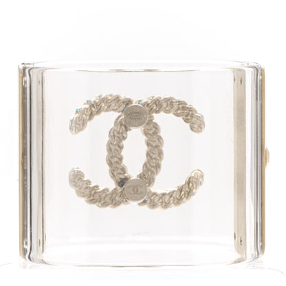 Chanel Lucite Iridescent Crystal CC Cuff Transparent Silver Blue 3 of 5