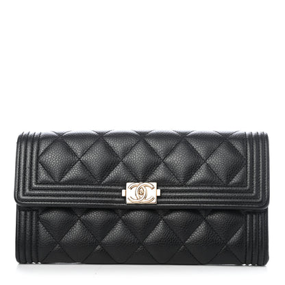 Chanel Caviar Quilted Large Boy Gusset Flap Wallet Black 1 of 4