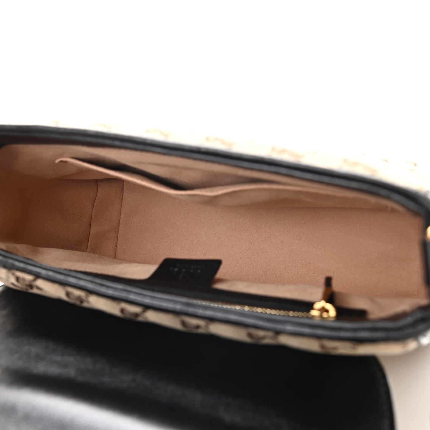 Monogram Azalea Calfskin Matelasse Diagonal Small GG Marmont Top Handle Shoulder Bag Beige Ebony Black