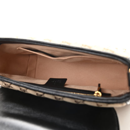 Gucci Monogram Azalea Calfskin Matelasse Diagonal Small GG Marmont Top Handle Shoulder Bag Beige Ebony Black 5 of 10