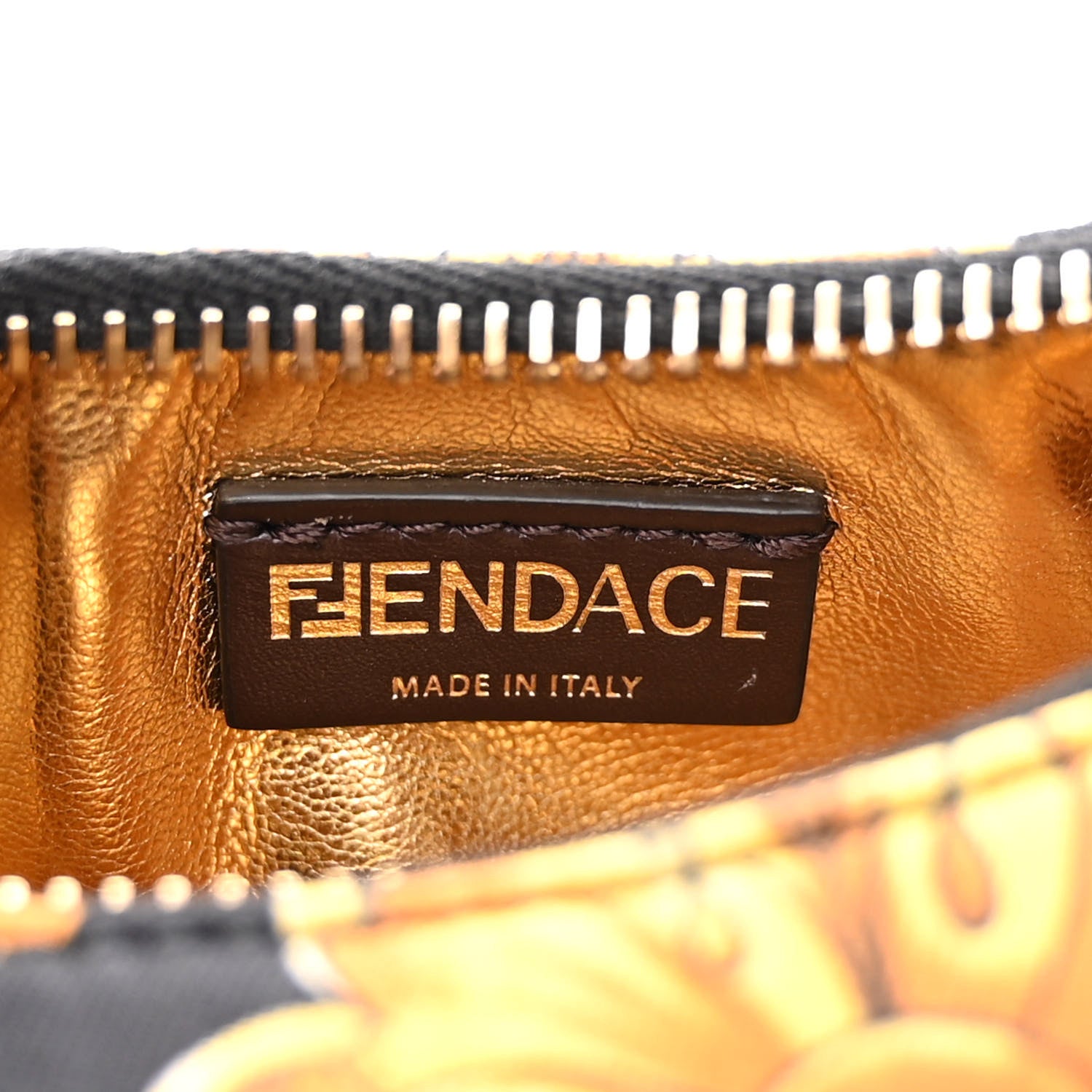 Fendi X VERSACE Silk Fendace Baroque Nano Fendigraphy Hobo Charm Black Gold 11 of 19
