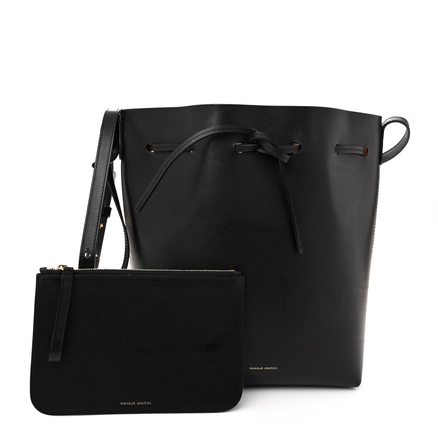 Mansur Gavriel Vegetable Tanned Calfskin Bucket Bag Black Oro 3 of 16