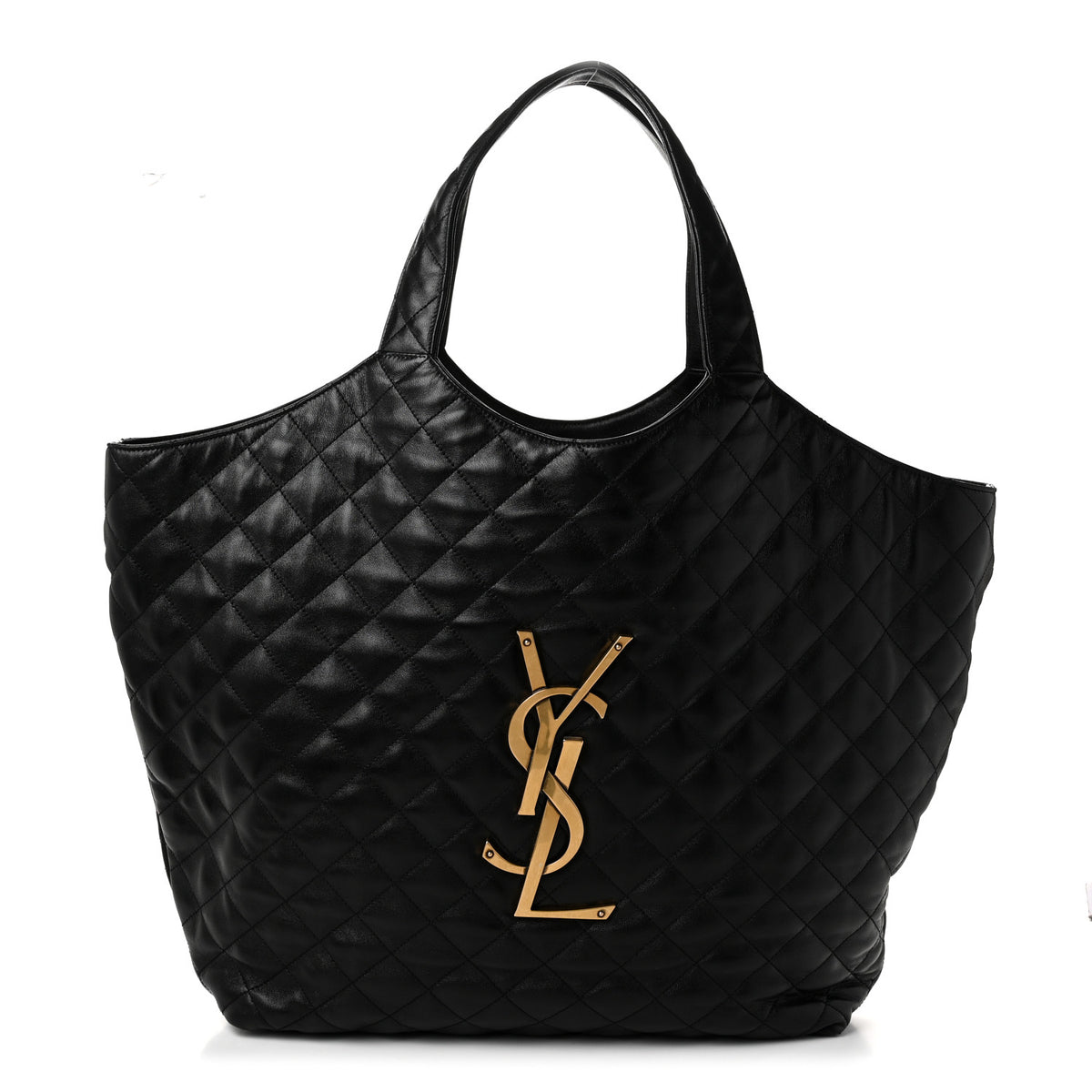 Lambskin Quilted Maxi Icare Shopping Tote Black