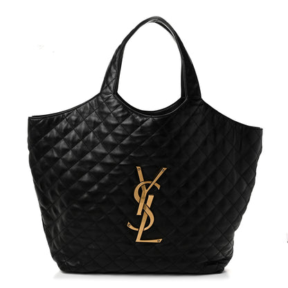 Saint Laurent Lambskin Quilted Maxi Icare Shopping Tote Black 1 of 11