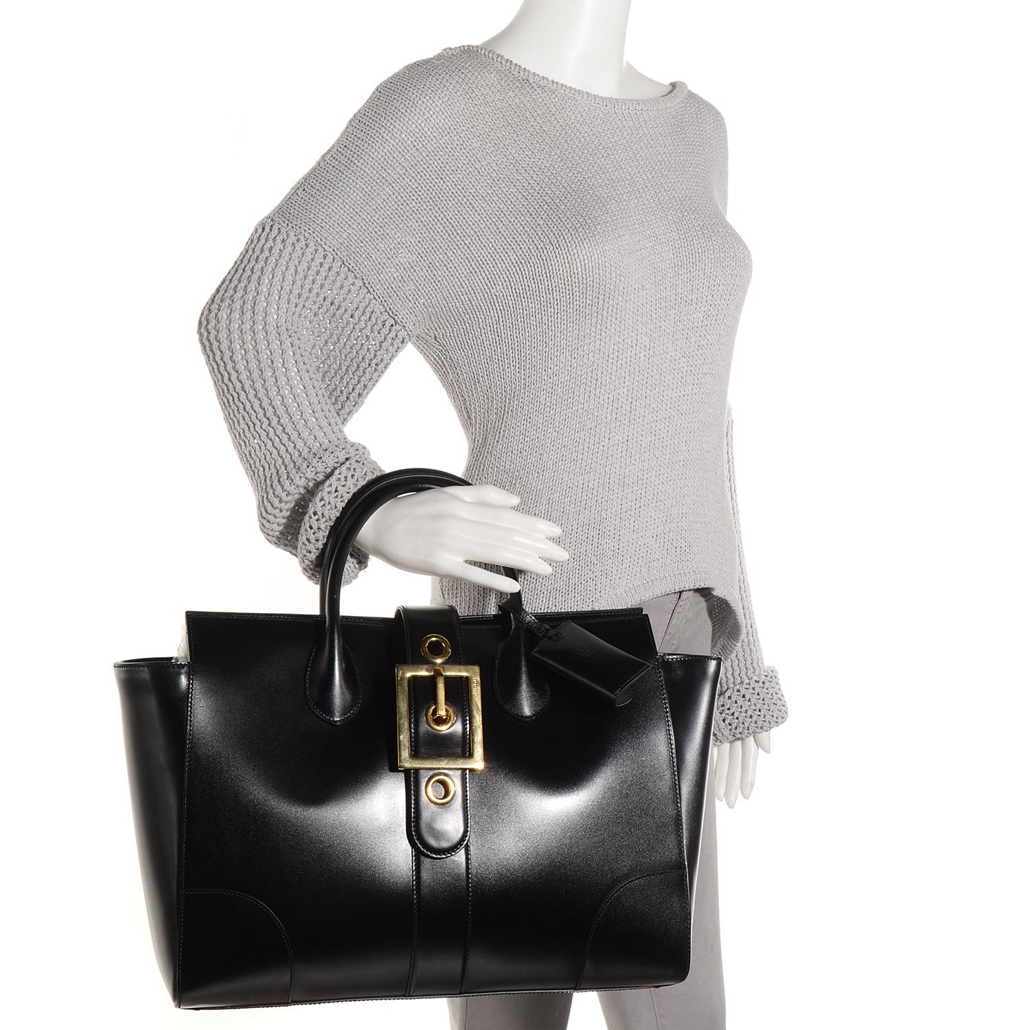 Gucci Calfskin Large Lady Buckle Top Handle Bag Black 2 of 7