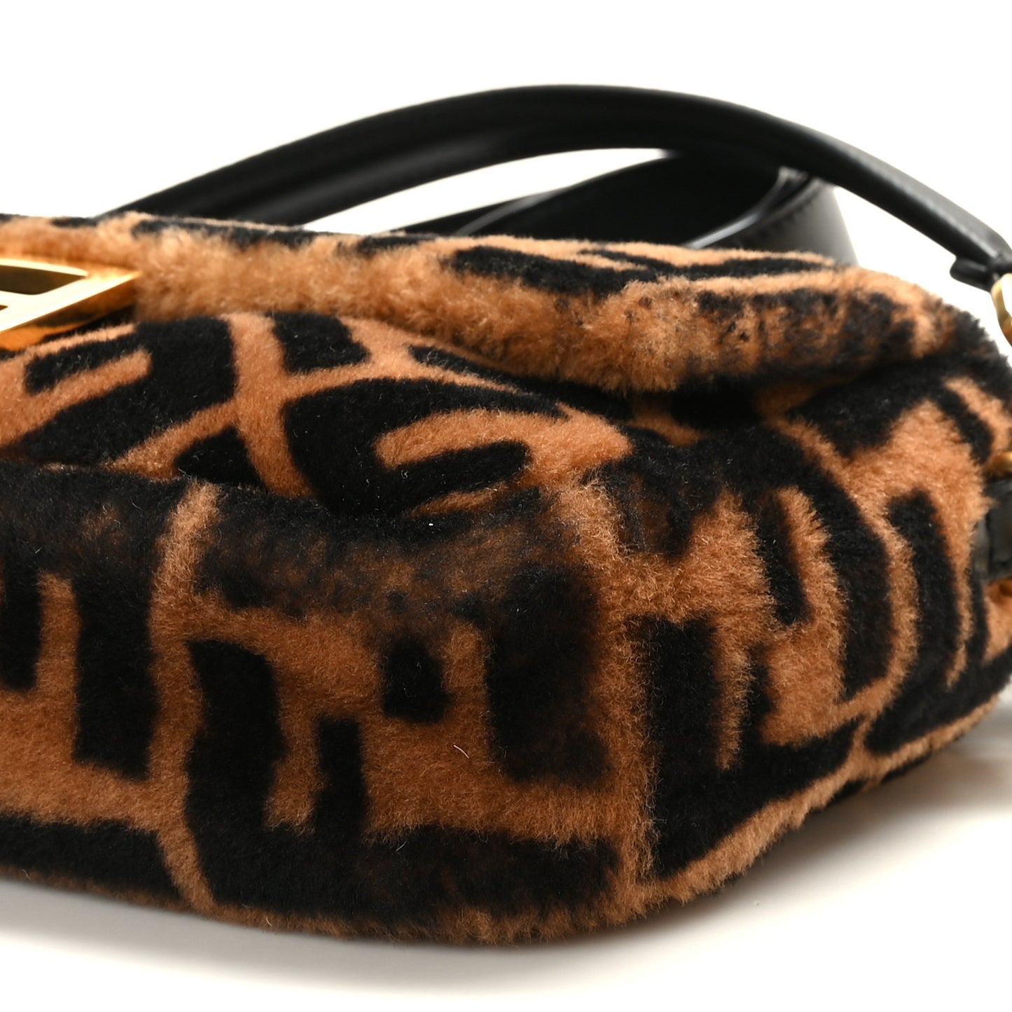 Shearling Vitello Dolce Macro FF 1974 Baguette Tobacco Black