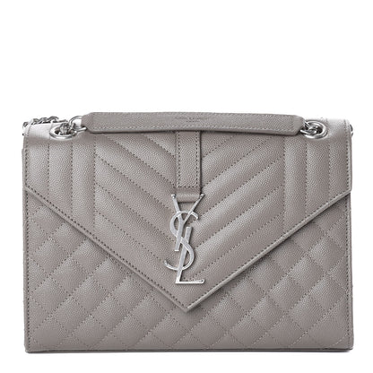 Saint Laurent Grain De Poudre Textured Mixed Matelasse Medium Triquilt Monogram Satchel New Stone 1 of 10