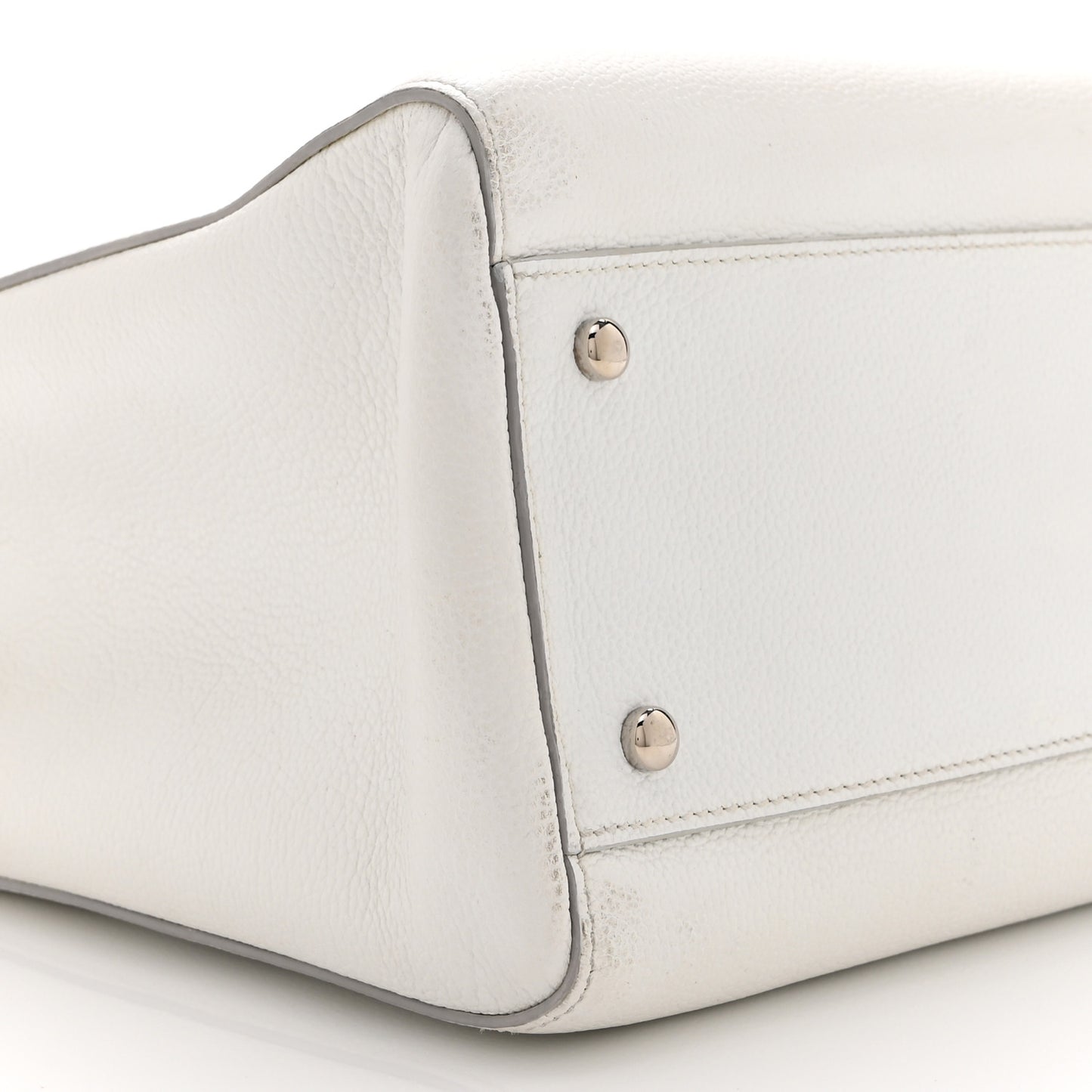 Grained Calfskin Small Neo Executive Shopper Tote White