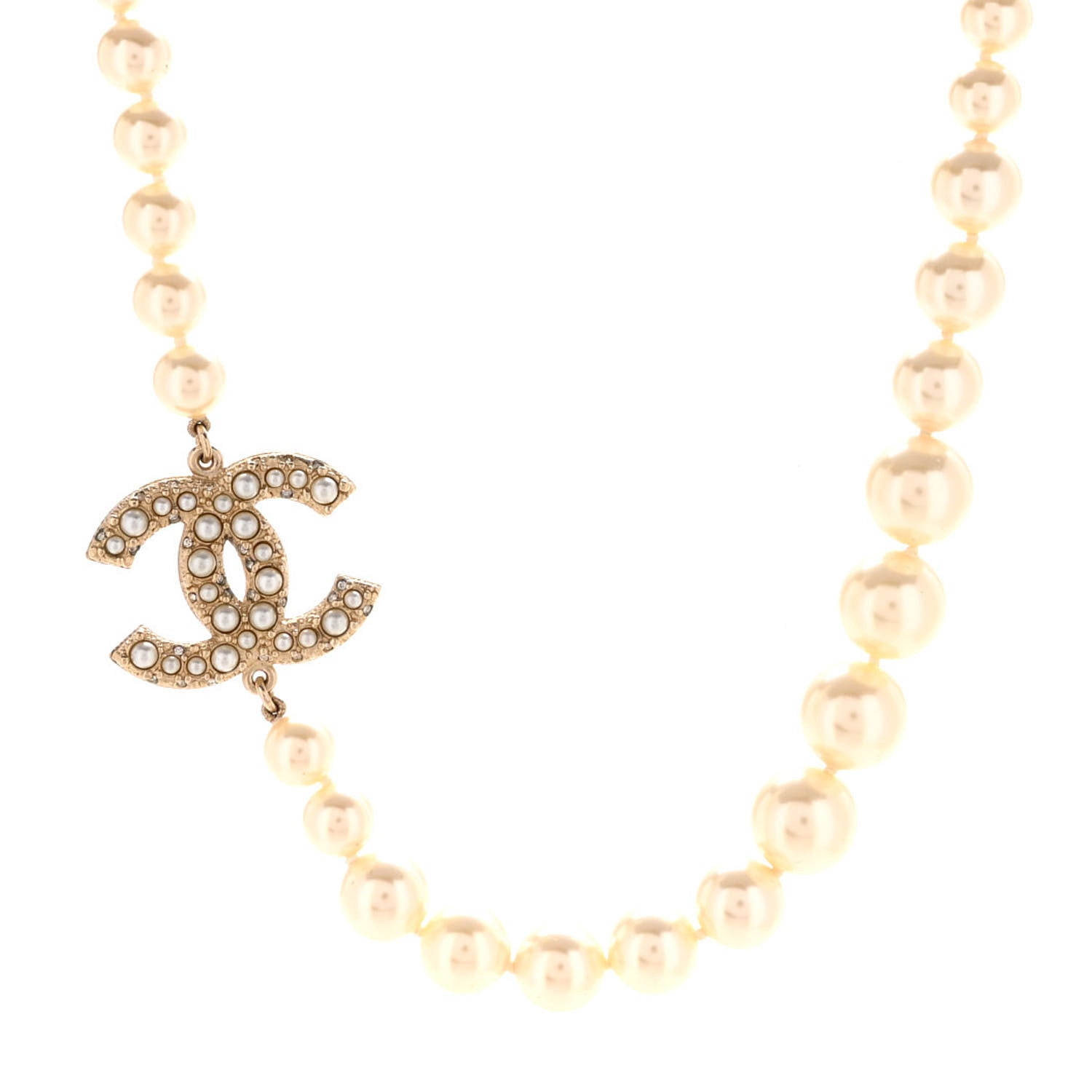 Chanel Pearl CC 100th Anniversary Necklace Light Gold 1 of 7