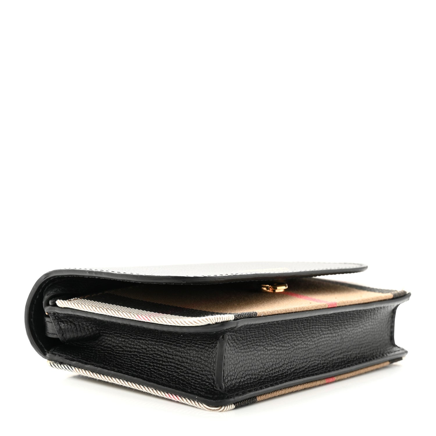 Burberry Grained Calfskin House Check Tartan Mix Hampshire Wallet On Chain Black 4 of 9