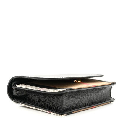 Burberry Grained Calfskin House Check Tartan Mix Hampshire Wallet On Chain Black 4 of 9