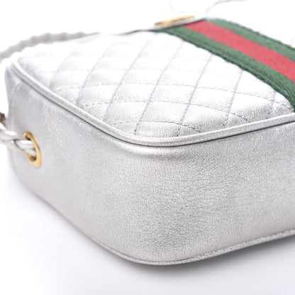 Gucci Laminated Nappa Web Trapuntata Mini GG Shoulder Bag Argento 7 of 12