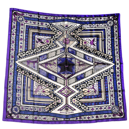 Hermes Silk Ors Blues d'Afrique Scarf 90 Violet Blanc Parme 2 of 6