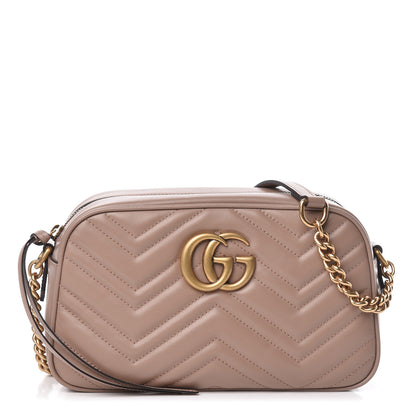 Gucci Calfskin Matelasse Small GG Marmont Chain Shoulder Bag Porcelain Rose 1 of 10