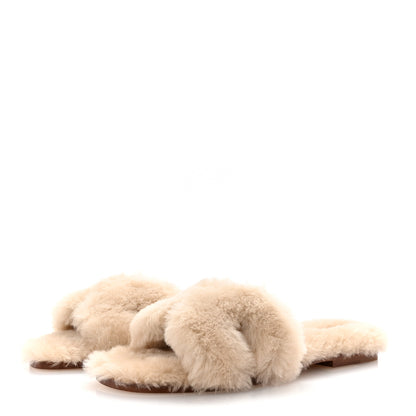Hermes Woolskin Oran Sandals 37 Beige Argile 4 of 9