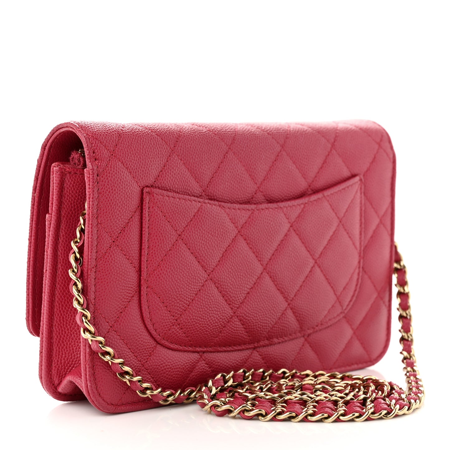 Caviar Quilted Wallet on Chain WOC Dark Pink