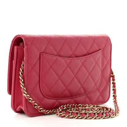 Chanel Caviar Quilted Wallet on Chain WOC Dark Pink 3 of 12