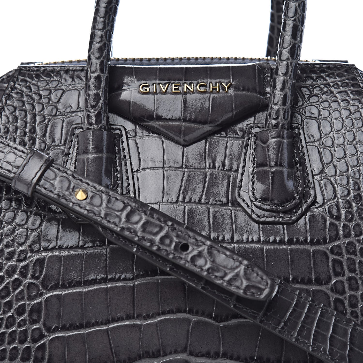 Givenchy Calfskin Crocodile Embossed Mini Antigona Storm Grey 10 of 10