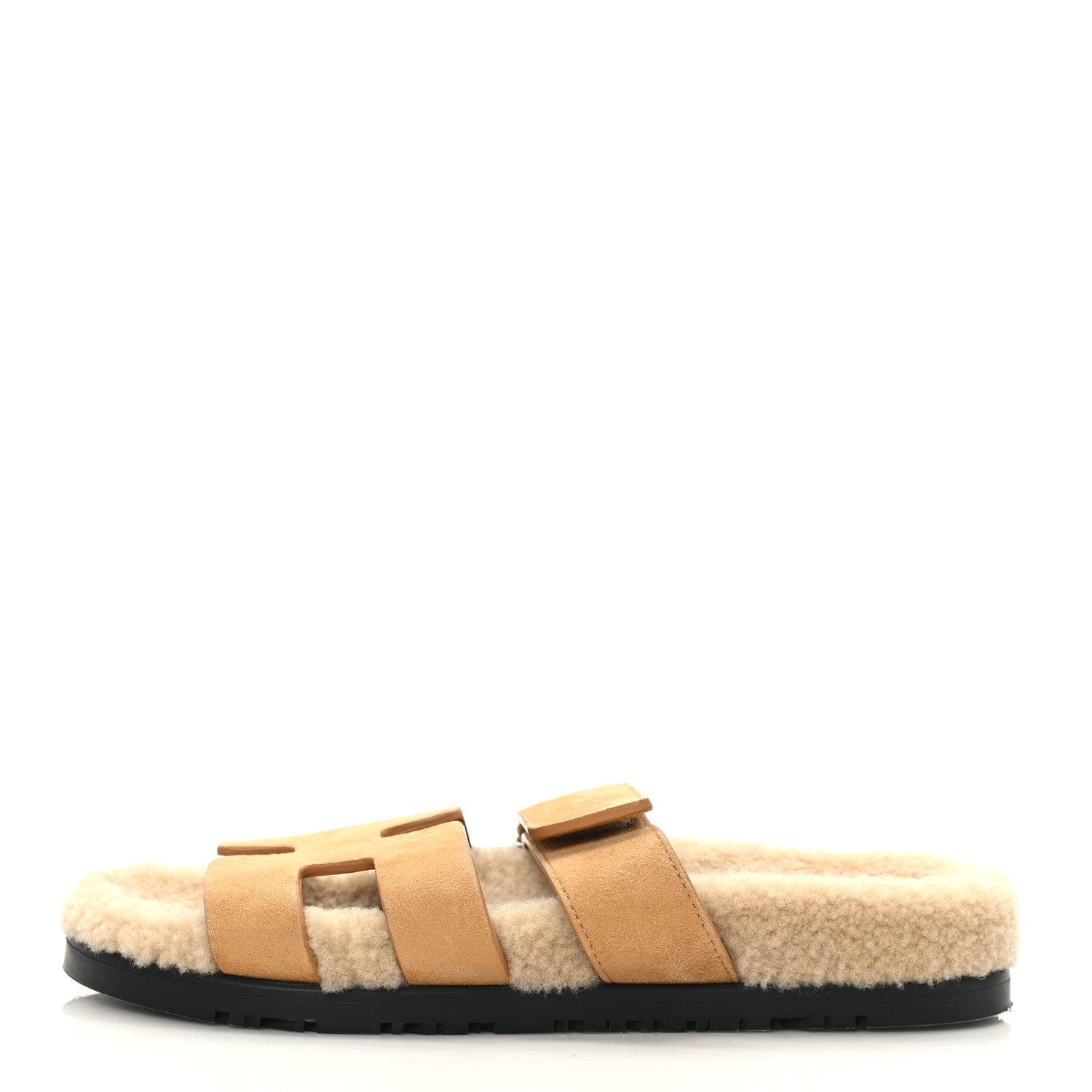 Hermes Suede Goatskin Woolskin Womens Chypre Sandals 36.5 1 of 8