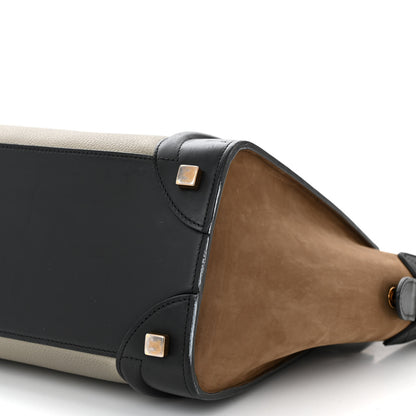 Celine Drummed Calfskin Nubuck Micro Tri-Color Luggage Stone 9 of 9