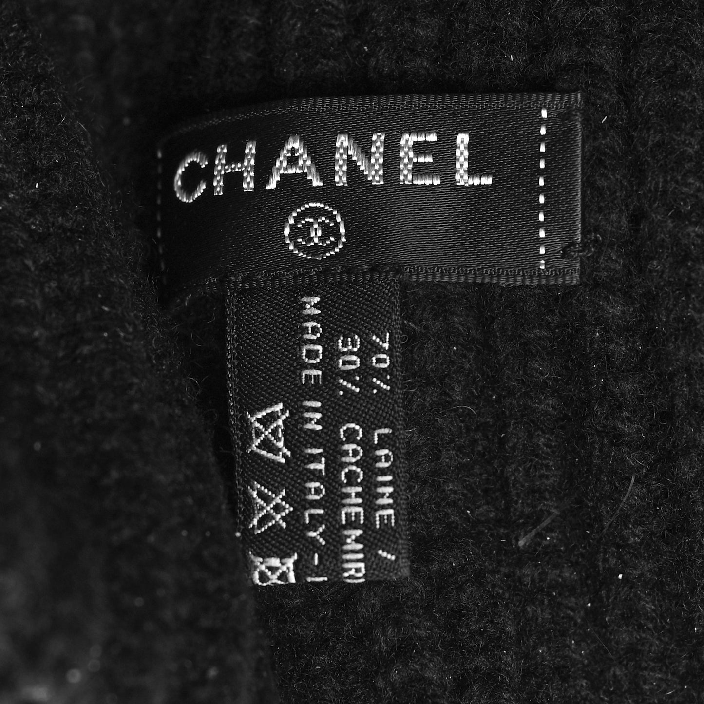 Wool Cashmere CC Beanie Hat Light Black White