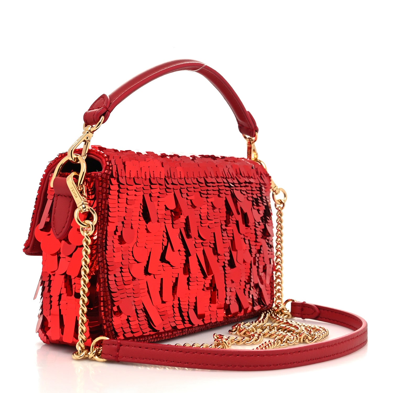 Fendi Sequin Paillettes Vitello Grace Sex and the City Mini Baguette Mattone 3 of 11