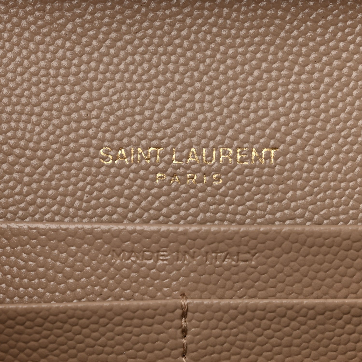 Saint Laurent Grain De Poudre Mixed Matelasse Triquilt Monogram Chain Wallet Dark Beige 6 of 9