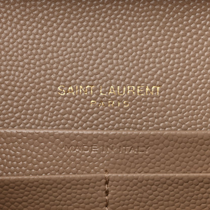 Saint Laurent Grain De Poudre Mixed Matelasse Triquilt Monogram Chain Wallet Dark Beige 6 of 9