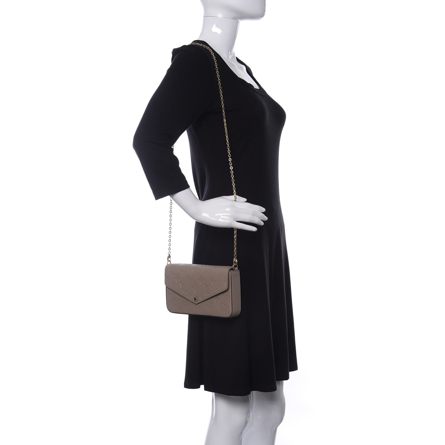 Louis Vuitton Empreinte Pochette Felicie Chain Wallet Tourterelle 2 of 9