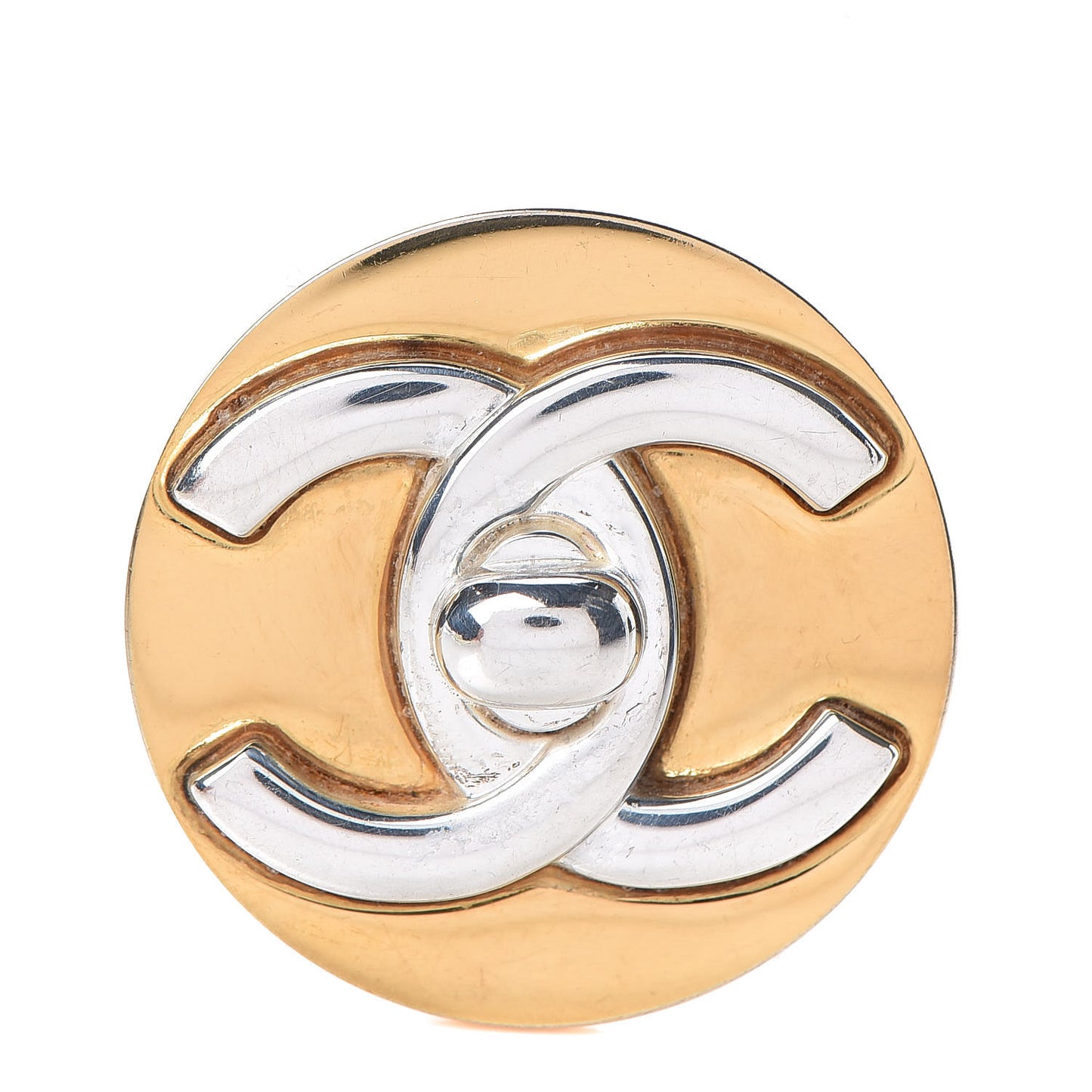 CC Turnlock Brooch Silver Gold