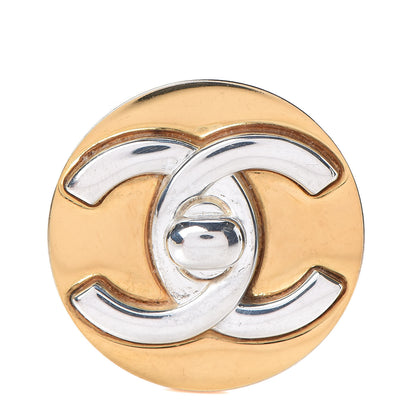 Chanel CC Turnlock Brooch Silver Gold 1 of 4