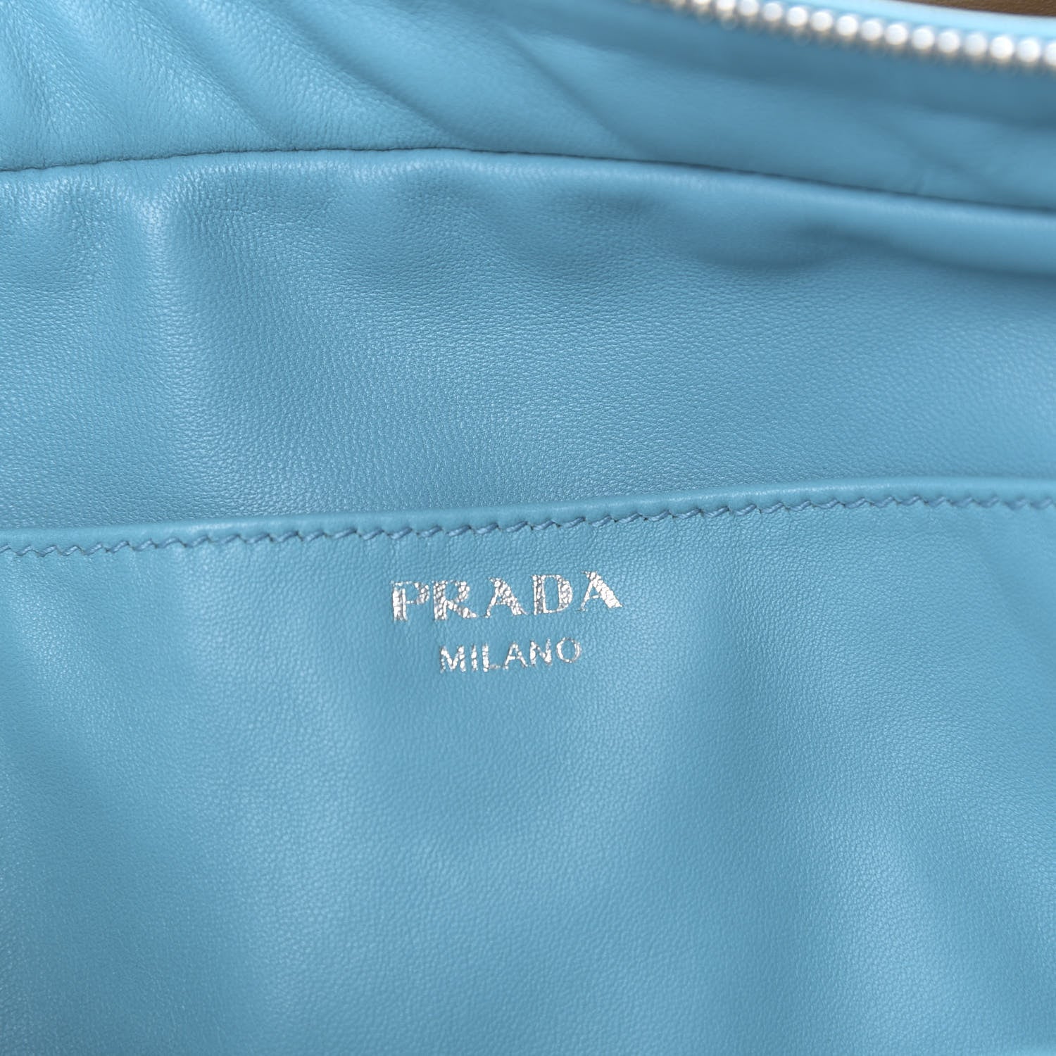 Prada Soft Calf Medium Inside Tote Cannella Turchese 5 of 10