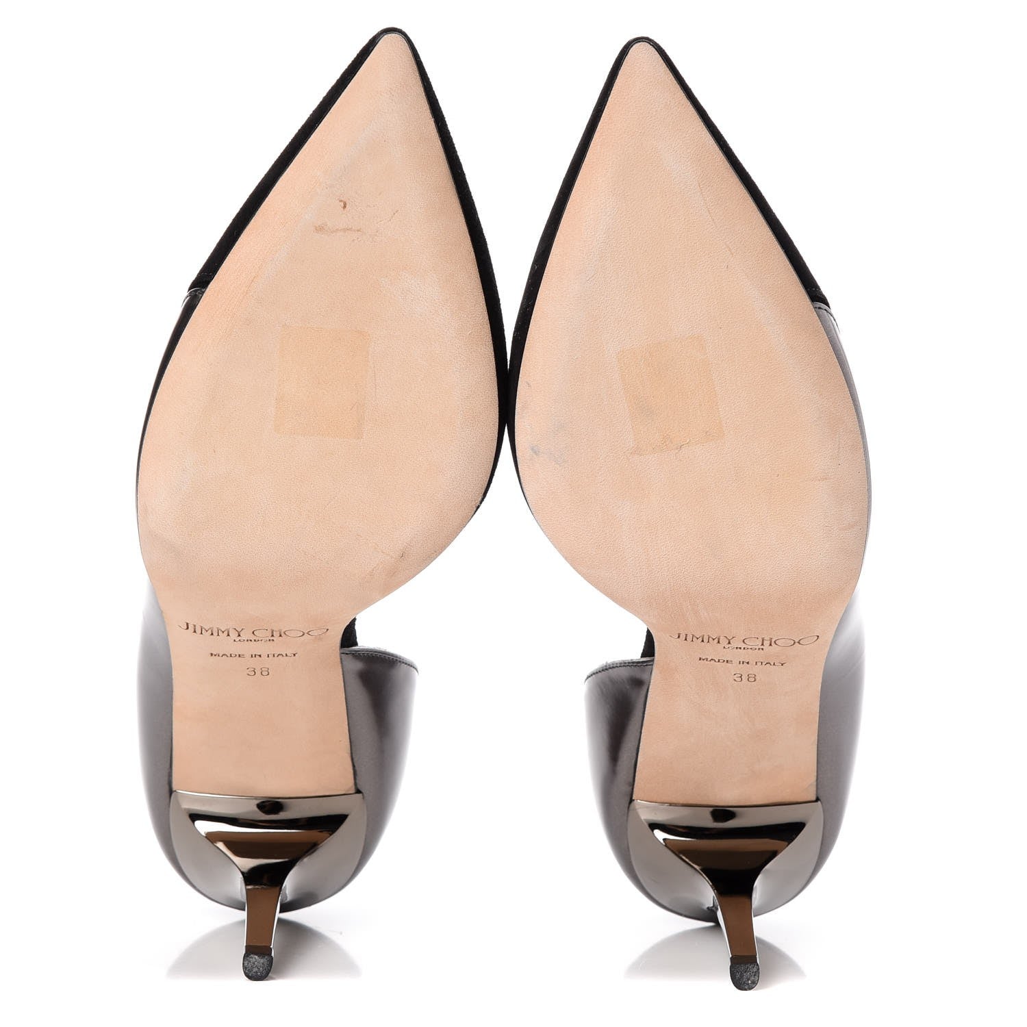Jimmy Choo Metallic Calfskin Suede Harissa Pumps 38 Black Silver 7 of 8