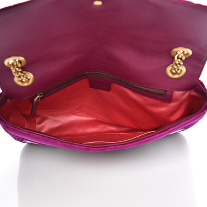 Gucci Velvet Matelasse Loved Embroidered Medium GG Marmont Shoulder Bag Fuchsia Violet Cyclamen 5 of 7