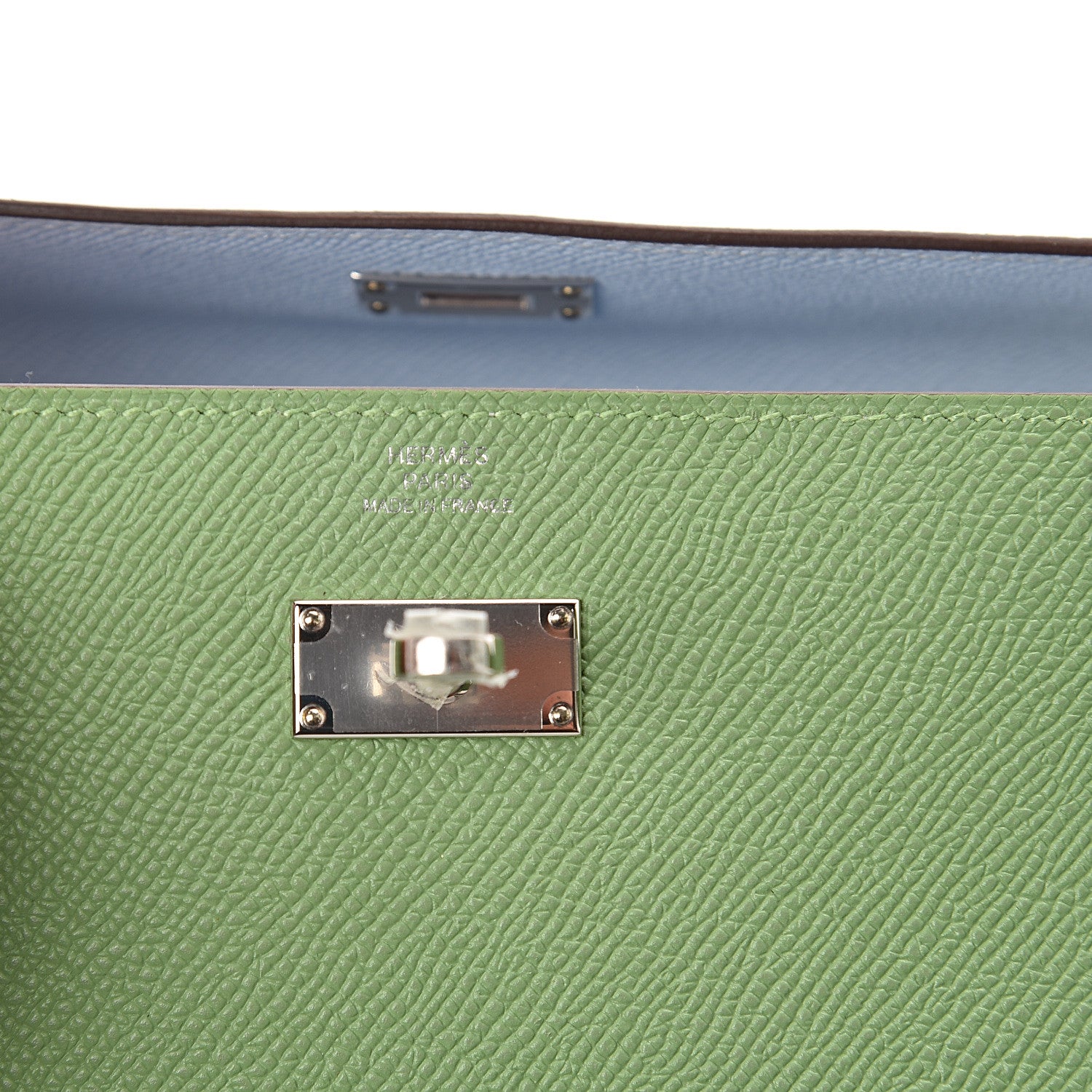 Hermes Epsom Verso Kelly Wallet To Go Vert Criquet Bleu Brume 5 of 6