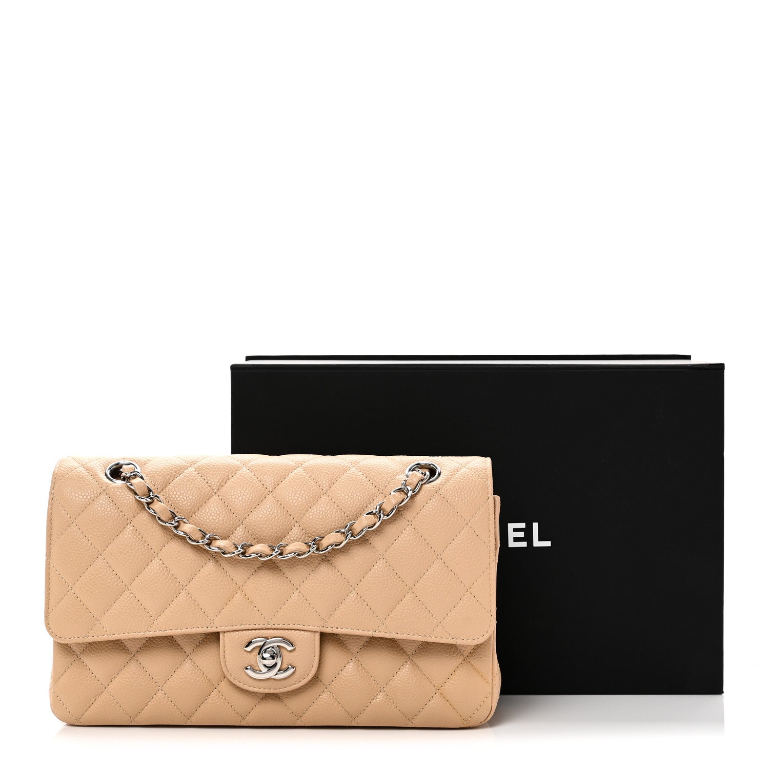 Chanel Caviar Quilted Medium Double Flap Beige 11 of 11