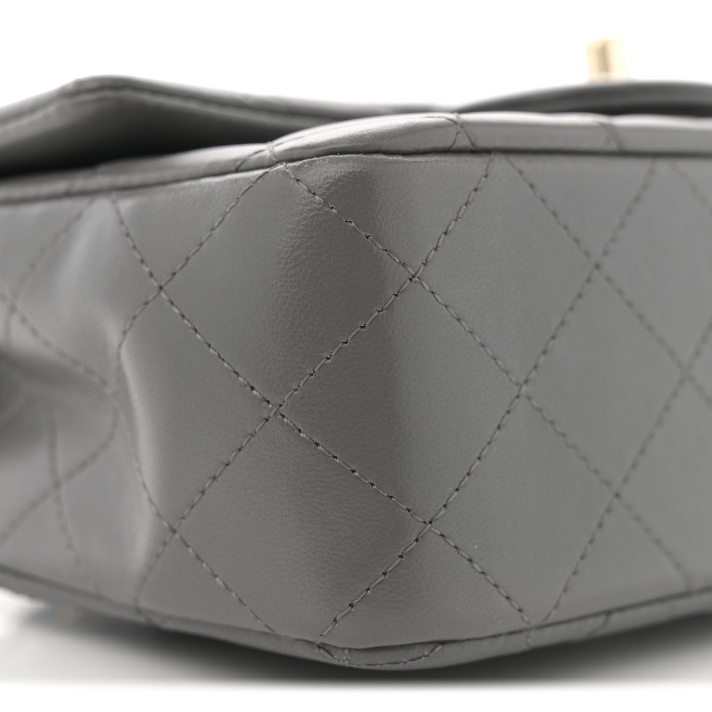 Lambskin Quilted Mini Top Handle Rectangular Flap Grey