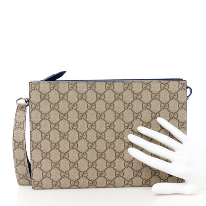 Gucci GG Supreme Monogram Bi-Color Small Zip Wristlet Pouch Beige Ebony Royale 2 of 11