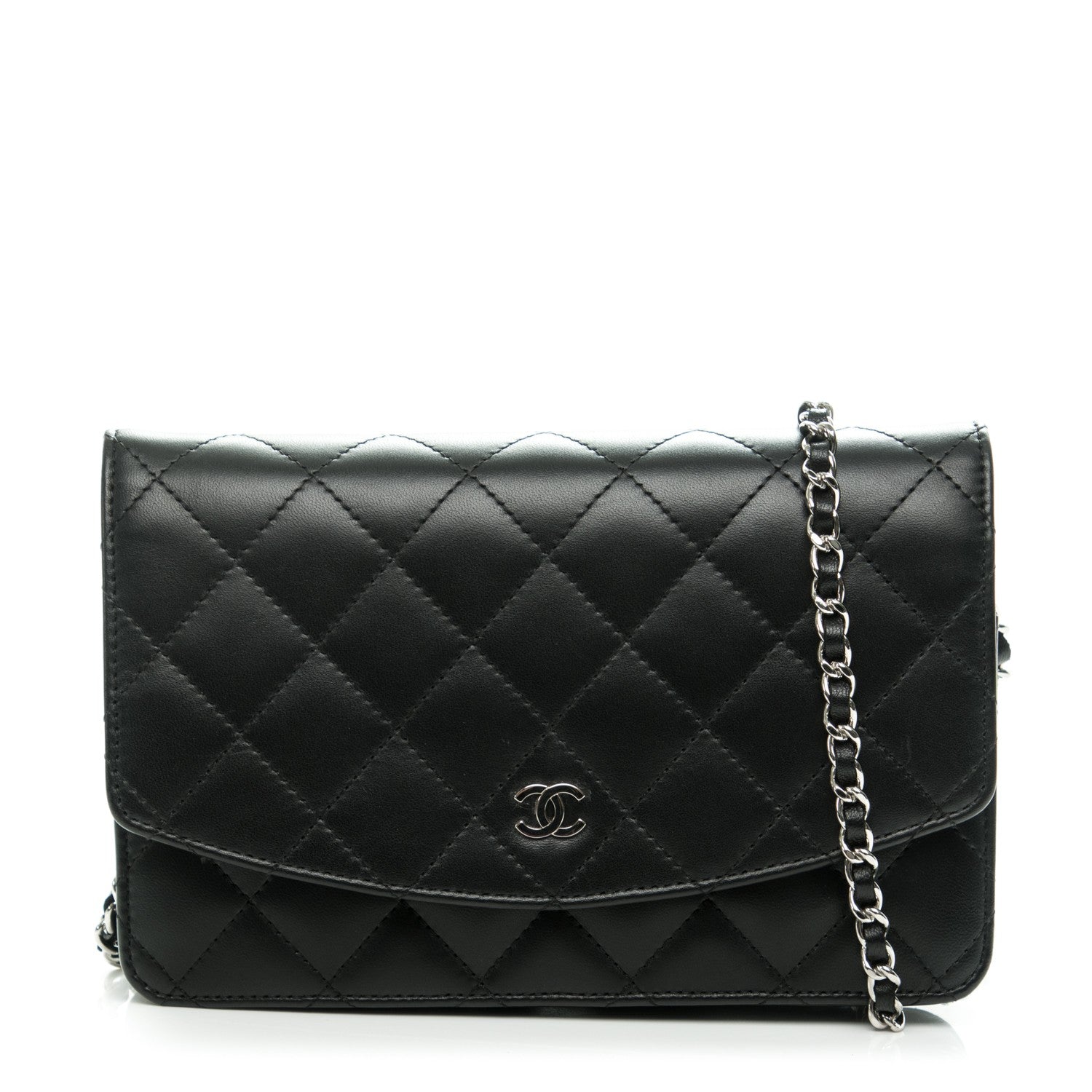 Chanel Lambskin Quilted Wallet On Chain WOC Black 1 of 8