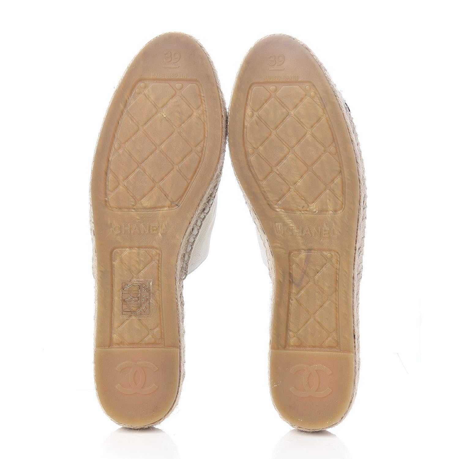 Chanel Iridescent Goatskin CC Espadrille Mules 39 Ivory Black 6 of 6