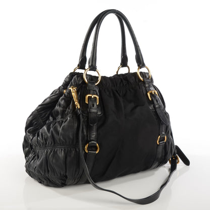 Prada Tessuto Nylon Nappa Gaufre Shoulder Bag Nero Black 4 of 10