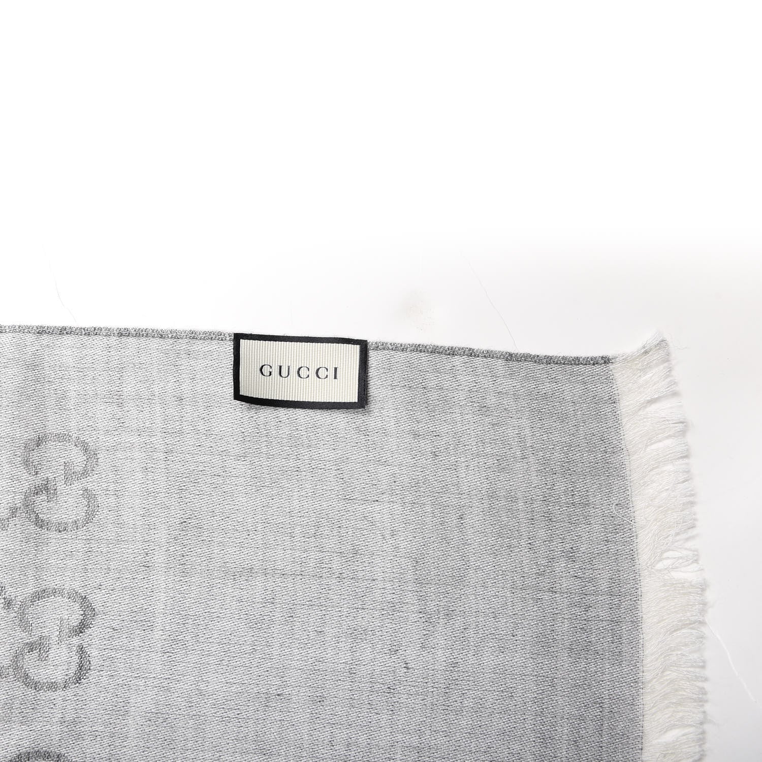 Gucci Wool Silk GG Monogram GGNat Scarf Lead 3 of 4