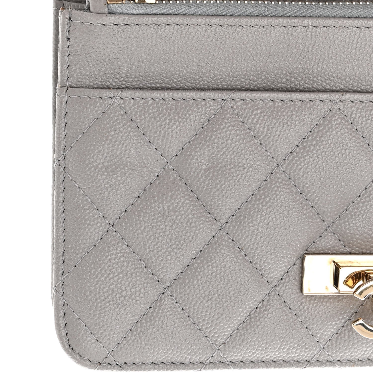 Chanel Caviar Quilted Golden Class Wallet On Chain WOC Gray 12 of 15