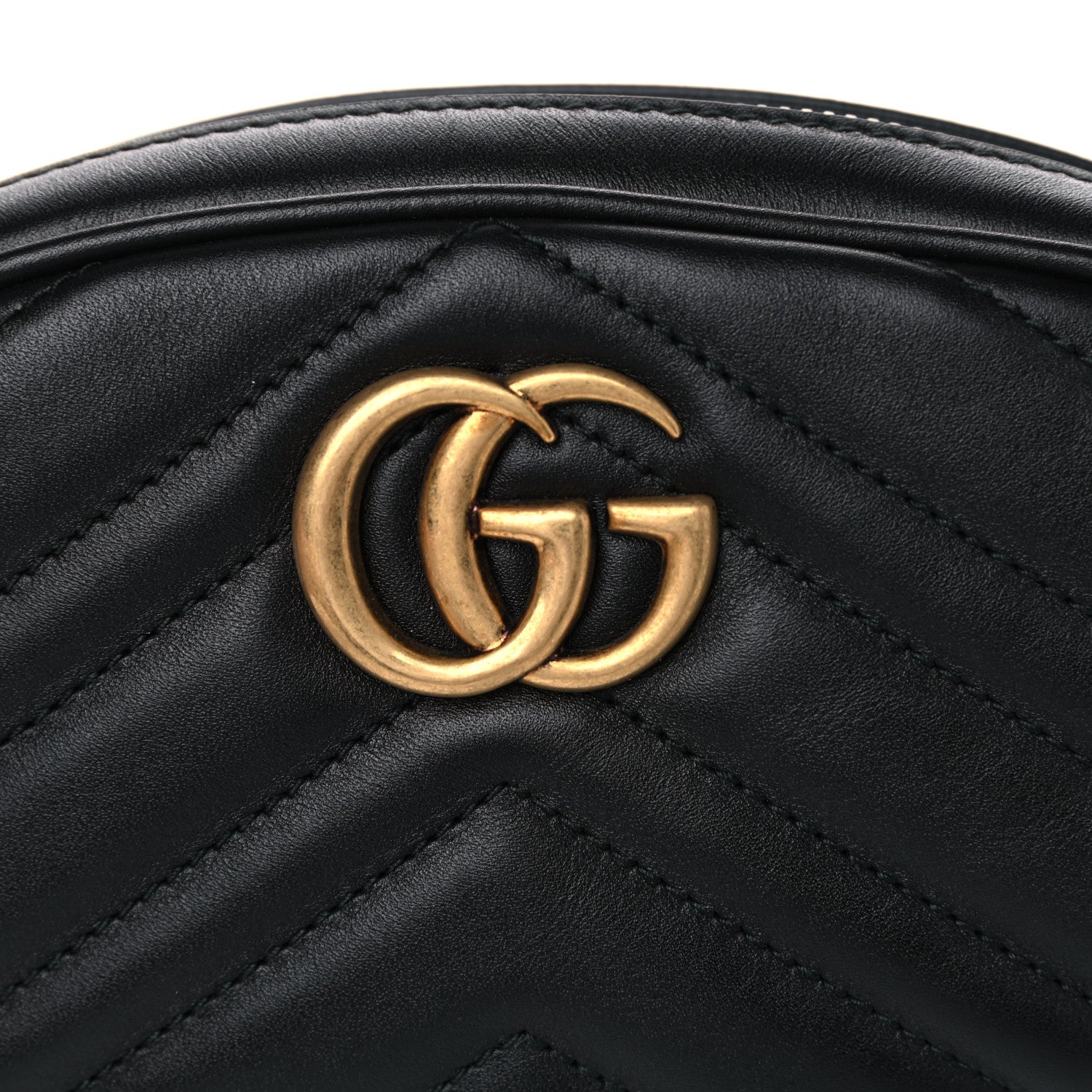 Gucci Calfskin Matelasse GG Marmont Belt Bag 85 34 Black 6 of 6